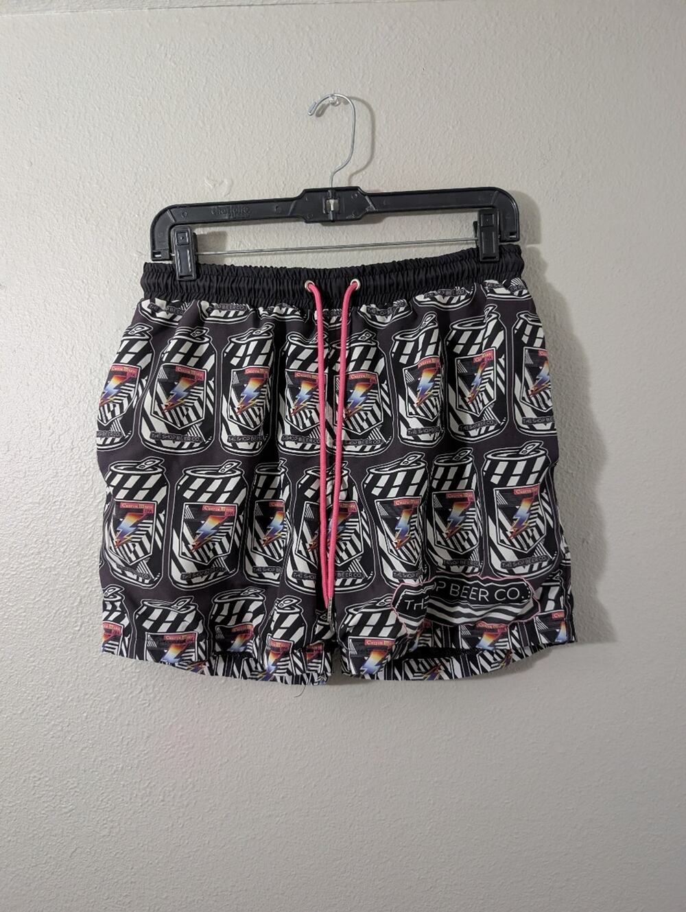 B fresh Church Music Beer Shop Swim Trunks Multicolor Logo Black Garment Label